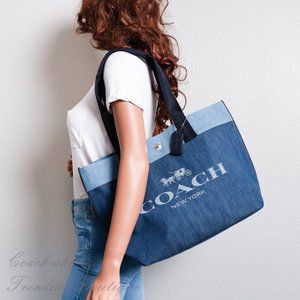 Coach, Bags, Nwt Coach Denim Tote With Horse Carriage